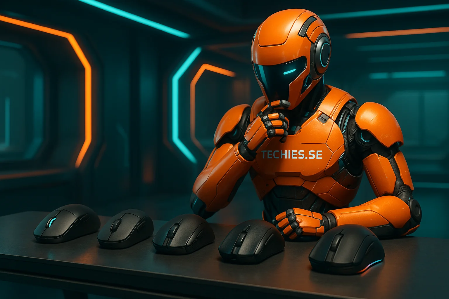 Techies robot med gamingmus