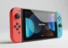 Nintendo Switch 2 illustration, handhållen konsol, med Game Chat