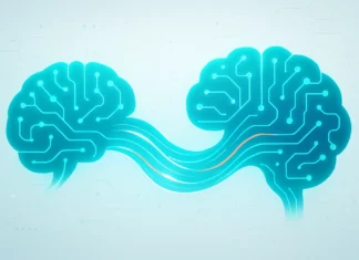 Konceptuell illustration: AI-assistenter och smart sök i samverkan