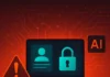 Illustration av AI-rekryteringssystem med varningssymbol och cybersäkerhetsrisk – fokus på dataintrång i HR och personuppgiftshantering.