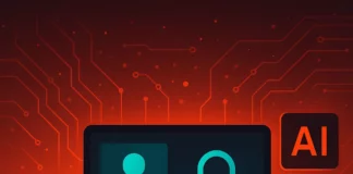 Illustration av AI-rekryteringssystem med varningssymbol och cybersäkerhetsrisk – fokus på dataintrång i HR och personuppgiftshantering.