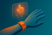 AI-armband som ska läsa muskelrörelser från handen och styr ett holografiskt gränssnitt