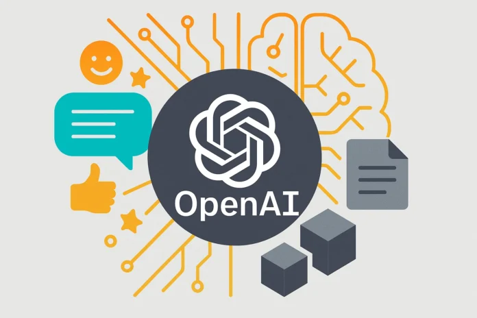 Illustration av OpenAI:s lansering av GPT-5 med OpenAI-loggan
